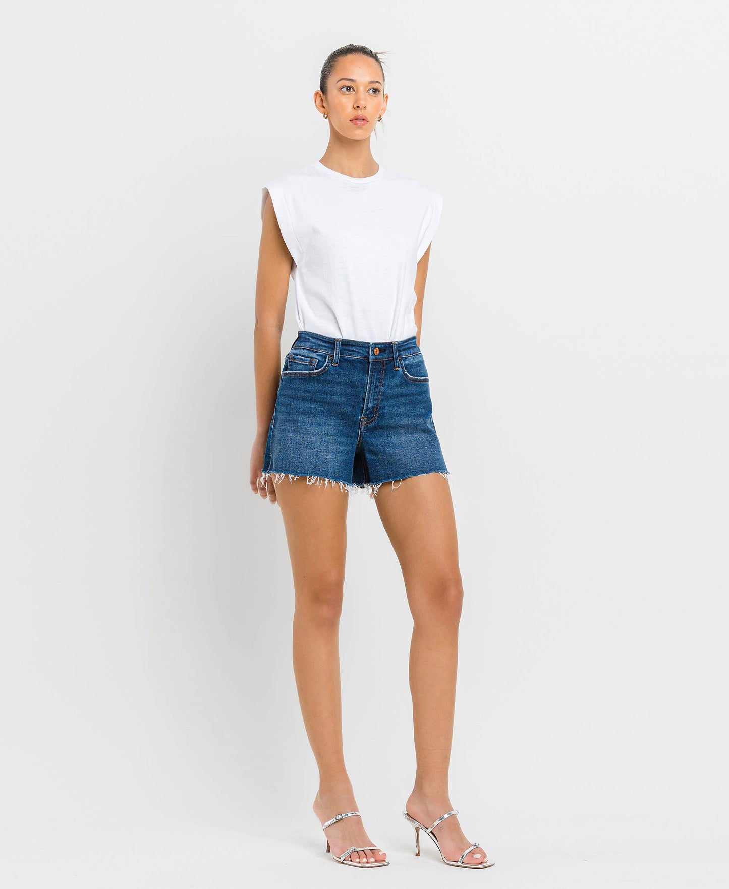 Rebecca High Rise Sit Raw Hem A-Line Short