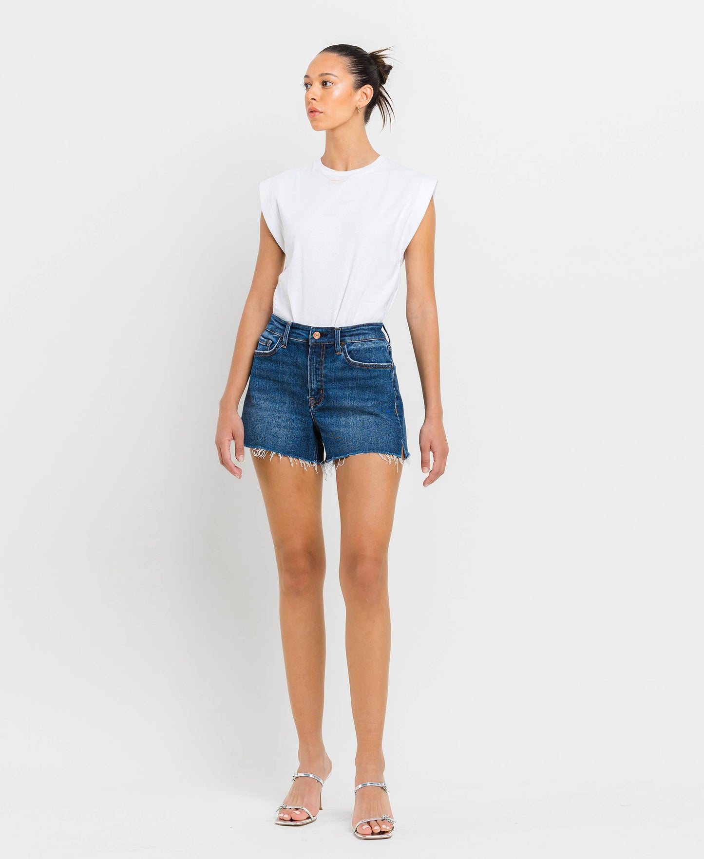 Rebecca High Rise Sit Raw Hem A-Line Short