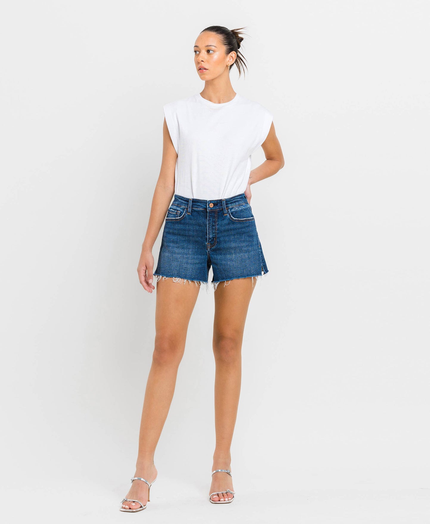 Rebecca High Rise Sit Raw Hem A-Line Short