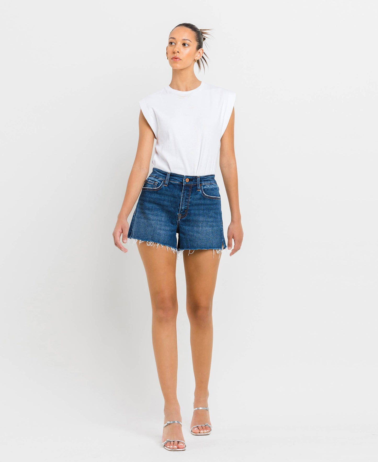 Rebecca High Rise Sit Raw Hem A-Line Short